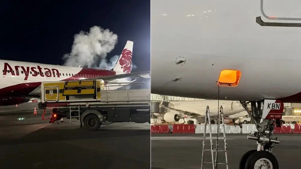 Самолет FlyArystan загорелся при техобслуживании в аэропорту Алматы